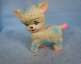 Vintage-Small Rubber Lamb-Squeak Toy-Still Squeaks