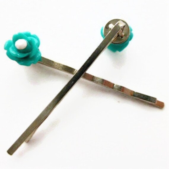 Teal Fancy Bobby Pins Hair Jewellery Swarovski Jeweled Hair Etsy