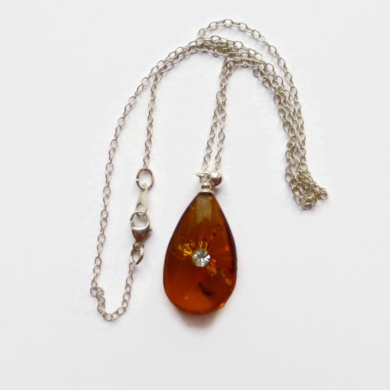 Sterling silver Amber CZ pendant Sterling silver Amber CZ pendant