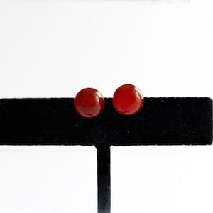 Red Carnelian 8mm ball stud earrings, gemstone post earrings, red post earrings, nickel free earrings, red earrings, jewellery for ears