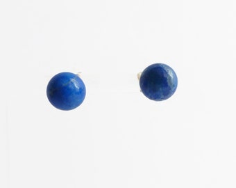 Howlite blue post earrings, 8mm stud earrings, dyed blue howlite earrings, gemstone stud earrings, faux lapis earrings for ladies