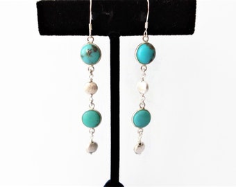 Turquoise drop earrings, December birthstone earrings, earrings for teens, elegant earrings, turquoise silver jewellery, silver earrings UK