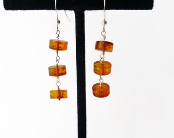 Baltic amber drop earrings, unique earrings, genuine Baltic amber jewellery, beaded earrings, everyday earrings, amber ladies earrings