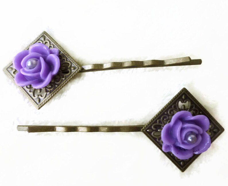 Purple Flower Hair Jewellery Hair Decorations Decorative Etsy
