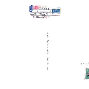 May include: A postcard with stamps from different countries, including a stamp with a deer from Ireland, a stamp from Berlin, and a stamp from Minsk. The postcard has the text "ontwerp: Ellen Peeks www.olpapel.nl" written on it.