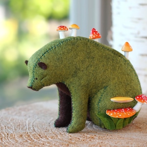 Mushroom Bear Forest Spirit | Only 2 Available - March Limited Release | Felt Bear Soft Sculpture