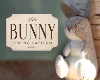 Felt Bunny Sewing Pattern | DIY Sleepy Bunny Plush PDF | Felt Animal Pattern