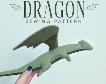 Felt Dragon Sewing Pattern | DIY Flying Dragon Plush PDF | Hand-Sewn Wool Felt Creature | Fantasy Plush Sewing Pattern | Felt Animal Pattern