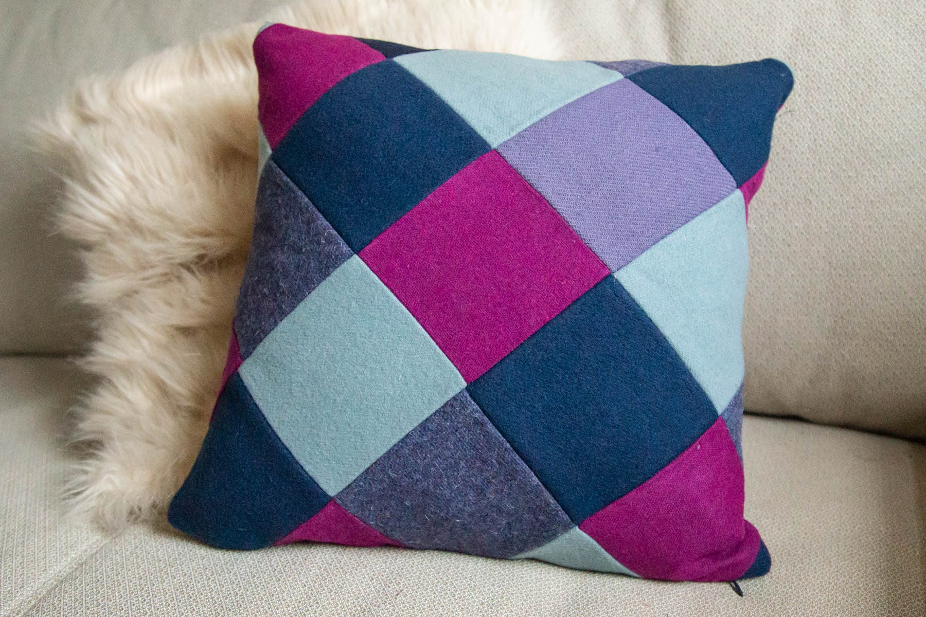 Cosy and Colourful Patchwork Cushion Cover Etsy UK