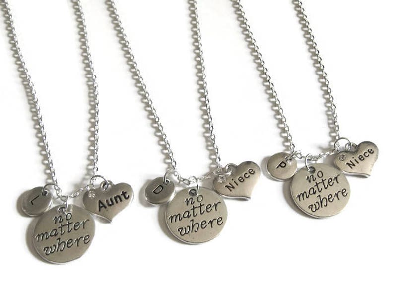 Aunt And 2 Niece Necklaces Aunt Niece No Matter Where Necklaces No Matter Where Necklaces Aunt Necklace 2 Niece Necklace Personalized