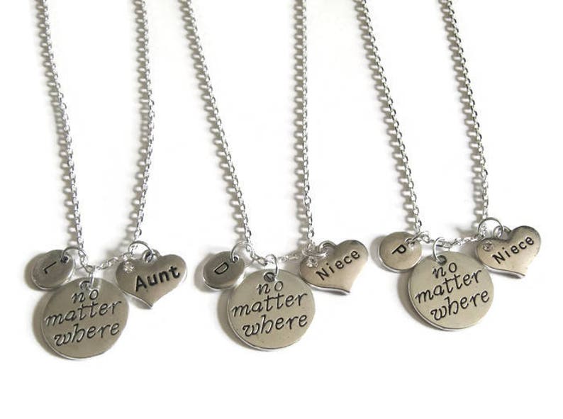 Aunt And 2 Niece Necklaces Aunt Niece No Matter Where Necklaces No Matter Where Necklaces Aunt Necklace 2 Niece Necklace Personalized
