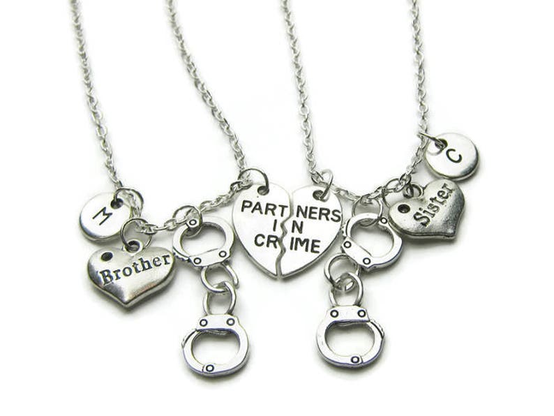 Brother Sister Jewelry Matching Gift Brother And Sister Brother And Sister Partners In Crime Necklaces Jewelry Charm Necklaces