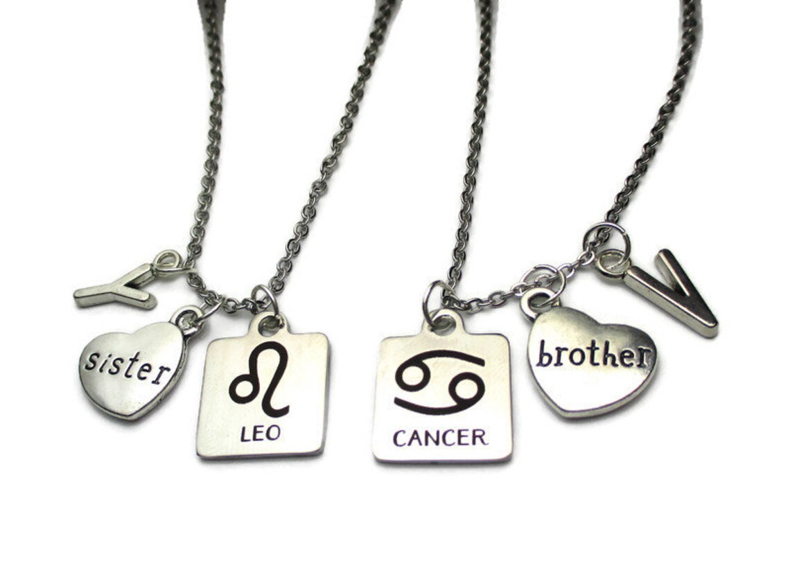 Brother and Sister Necklace Set Zodiac Necklaces Brother Etsy