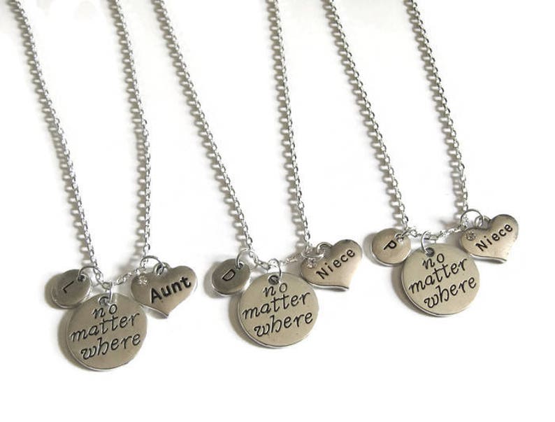 Aunt And 2 Niece Necklaces Aunt Niece No Matter Where Necklaces No Matter Where Necklaces Aunt Necklace 2 Niece Necklace Personalized