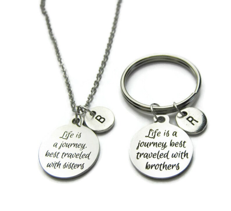Sister Necklace And Brother Keychain Brother Sister Gift Etsy