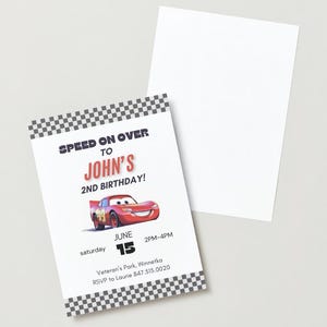 Cars Lightning McQueen Birthday Invitation Template Editable
