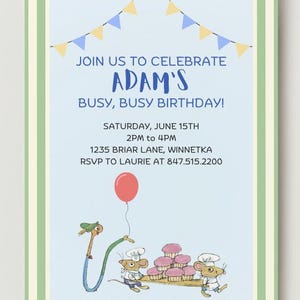 Busytown Birthday Invitation Template Editable