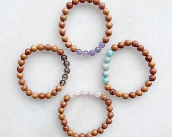 Crystal Bracelet with Rosewood Beads