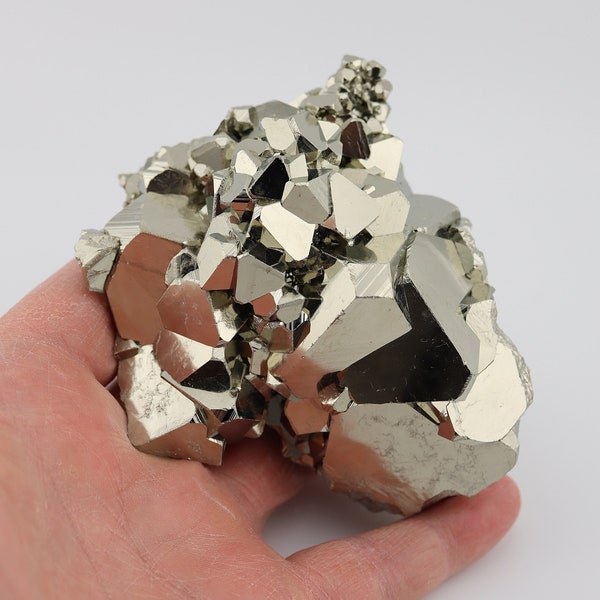 Lustrous Octahedral Crystal Pyrite plate & Quartz. Huanzala mine, Huallanca, Bolognesi Prov., Ancash, Peru. 3.5 in. 1 pound 9.3 oz.