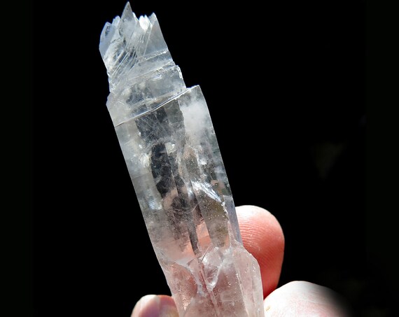 Our best natural Growth Interference Quartz. Bor Quarry Dalnegorsk Russia. 3 inch tall.