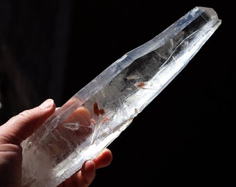 Long icy Diamantina Quartz crystal. ("The ancient one"). 9.75 inch. Great size, great price.