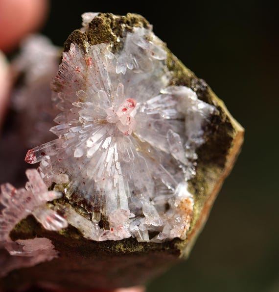 Radial Quartz crystals with included Hematite with trace Epidote on matrix, Brandberg Mts., Goboboseb, Namibia