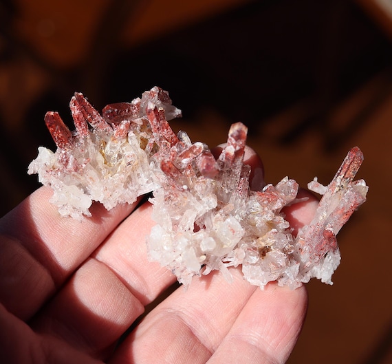 Long Hematite included quartz cluster. Orange River, South Africa. 3.4 inch