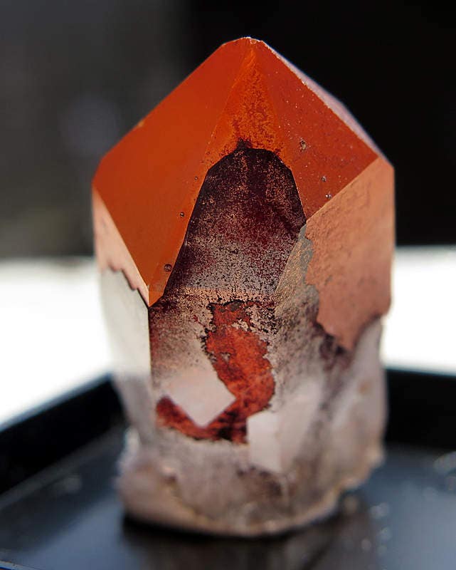 Shocking Orange Color, Quartz, Hematite Crystal from the Orange River Region. 8.9 grams. Perfect