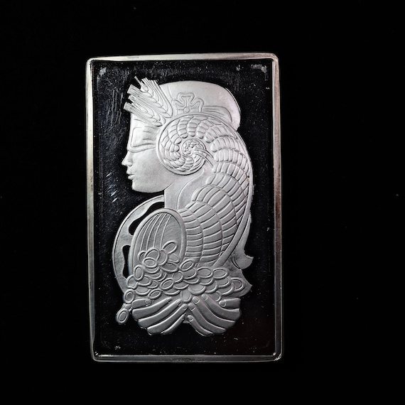 10 ounce Pamp Suisse fine silver bar in plastic holder with COA. No. 002647