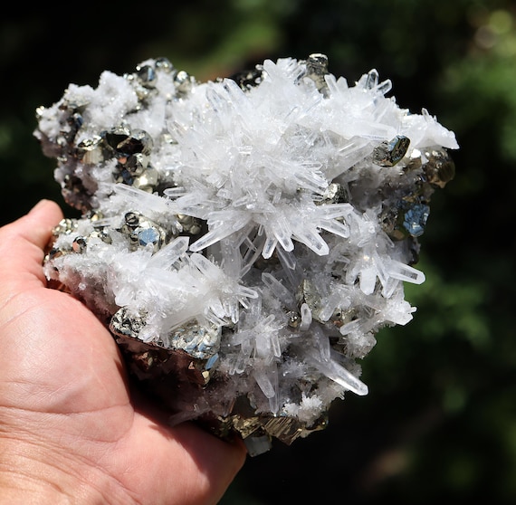 Lustrous Pyrite Crystal Cluster with Quartz - Huanzala Mine, Peru