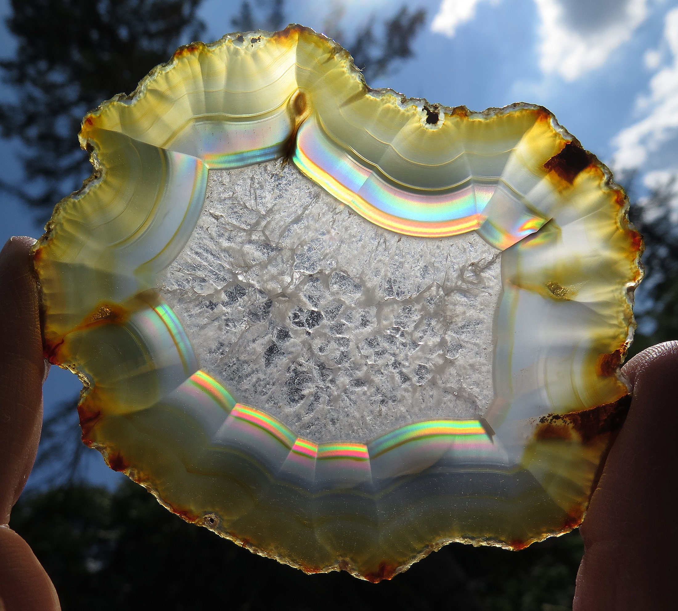 A complete round of Iris Rainbow Agate. A finelybanded agate that