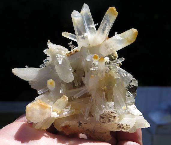 Mango quartz, Halloysite included cluster. Recent Find, Boyaca, Colombia 3.5 inch complete with all crystals healed. 147.5g, no damage