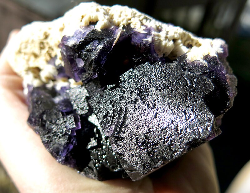 1 pound 10 Oz. Purple Fluorite with Barite. CaveInRock, Illinois