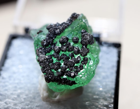 Gem Fluorite with Bournonite. Milpo Mine, Cerro de Pasco, Peru
