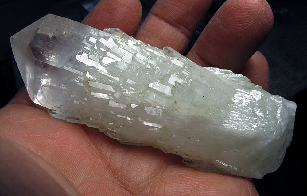 3.76 inch tall Candle quartz crystal. Crystals dripping all around
