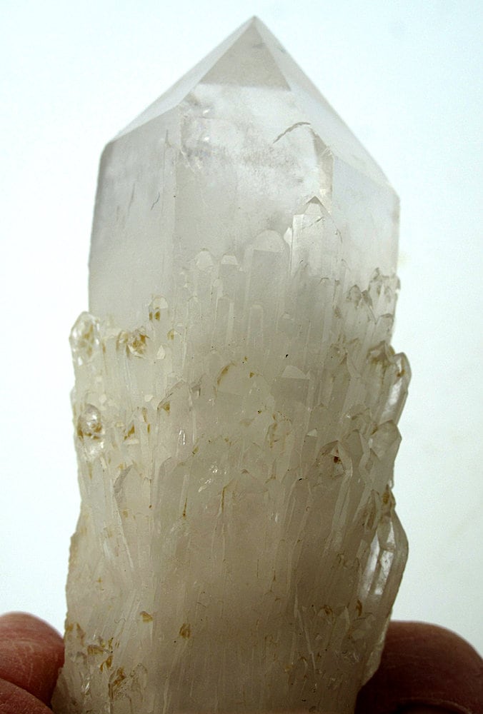 3.76 inch tall Candle quartz crystal. Crystals dripping all around