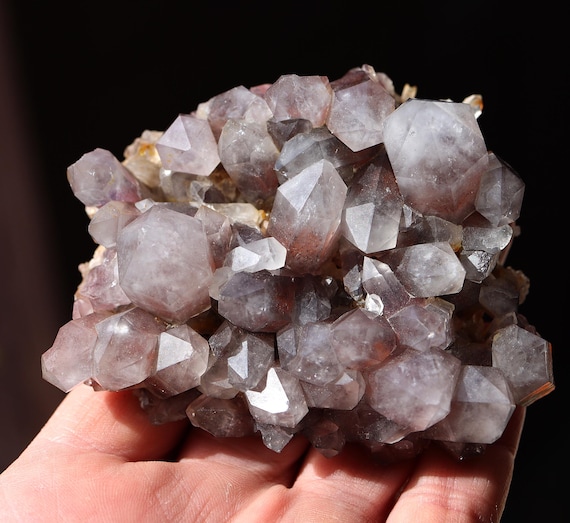 Old collection Phantom Hematite Quartz cluster. Orange River, Namibia. 4 inch