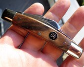J. S. Henckels Gunstock Walnut wood handle congress knife. New old stock, unused. 420 Stainless steel. Box papers and pouch. no. 0156