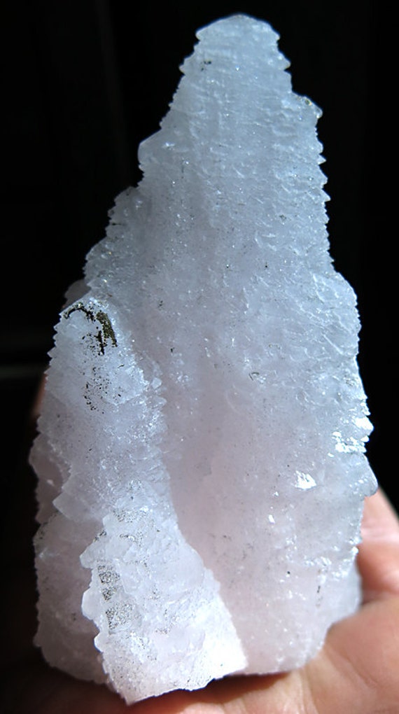 Manganoan Calcite Cluster with Pyrite dusting From Manaoshan Mine Hunan Province, China