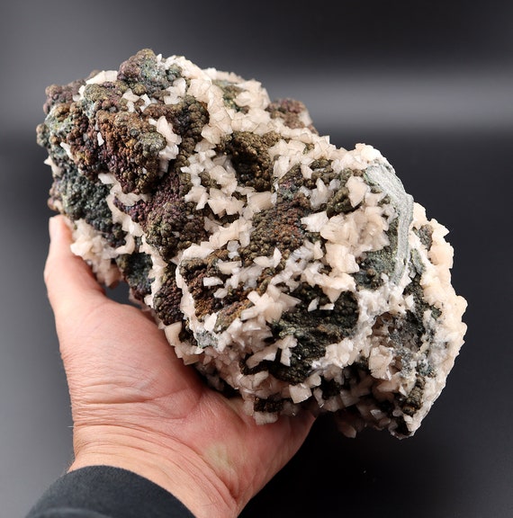 Dolomite with Iridescent Marcasite. Mined from Cane Creek Quarry, Butler Co., Missouri, USA (large-cabinet) 22.0 x 11.0 x 11.0 cm. 7.4 lb.