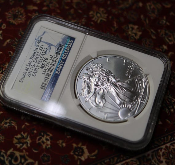 2011 S American Silver Eagle 1 Coin San Francisco. NGC MS 70 Early Releases. No mint mark