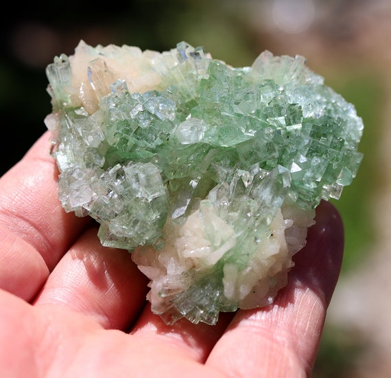 Apophyllite with Stilbite, Ahmednagar, Maharashtra, India. Inexpensive disco ball from the famous find