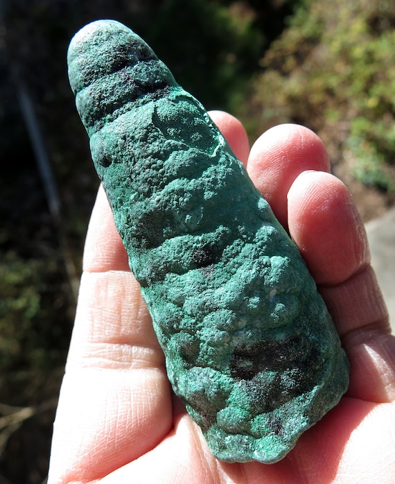 Super Malachite Stalactite, 3.5 inch tall. Mined Lubumbashi, Katanga (Shaba), Democratic Republic of Congo