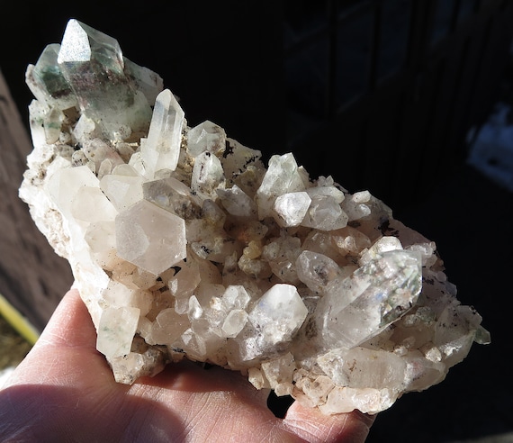 Himalayan Quartz cluster with included Chlorite with great phantoms. 6 inch