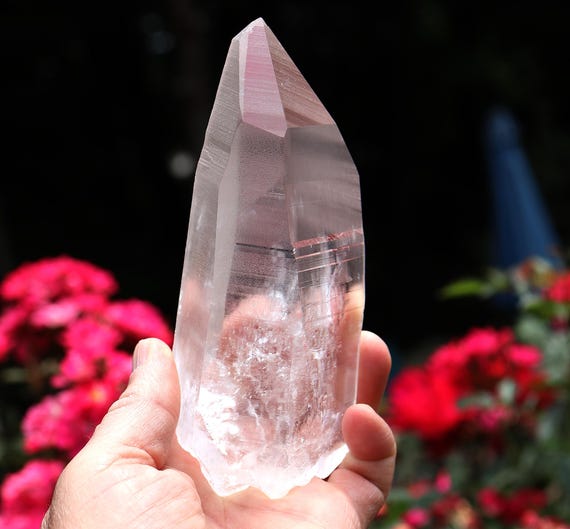 High quality natural no polish Lemurian Seed Quartz Crystal, Serra Do Cabral & Bahia region of Brazil 6 inch. 1 pound 5.3 ounce