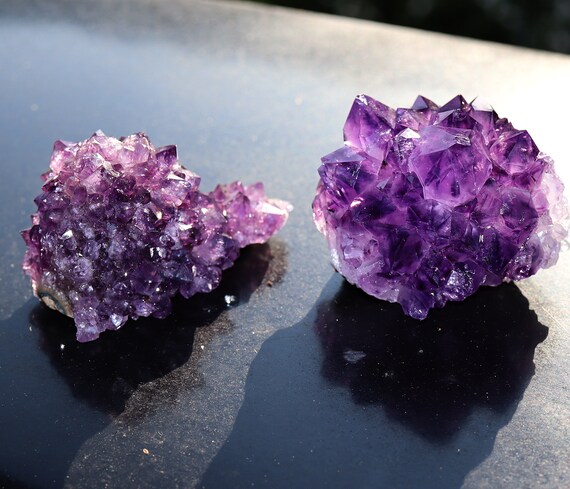 Two Amethyst crystal knobs. Uruguay