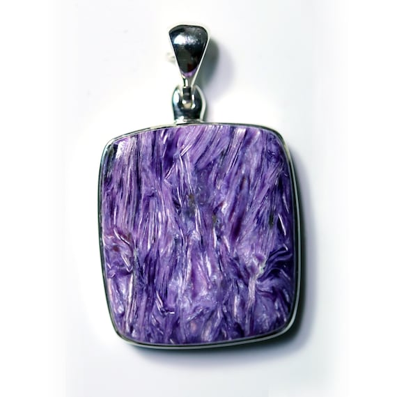 Charoite pendant mounted in 925 silver. Aldan Shield, Sakha Republic, Siberia, Russia