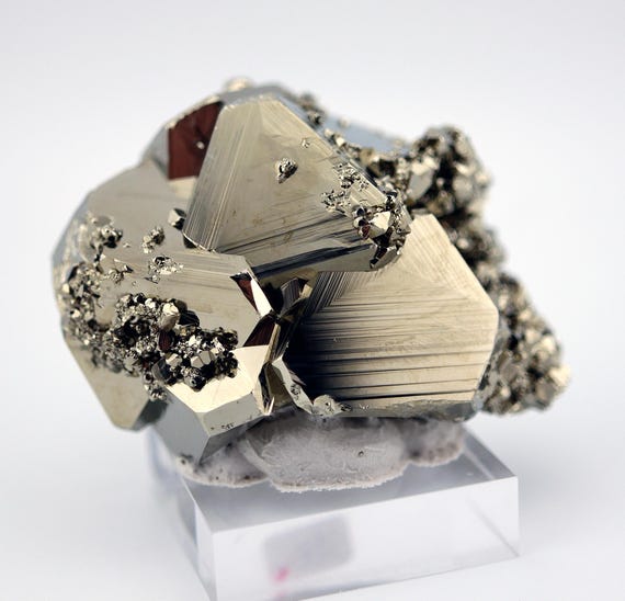 Fine octahedral Pyrite crystals. Huanzala mine, Huallanca Dist., Dos de Mayo Prov., Peru