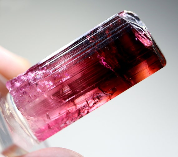 Classic Rubellite tourmaline gem crystal. Cruzeiro tourmaline mine. Minas Gerais. 2015 find. 30 grams. That rich red, natural no treatment