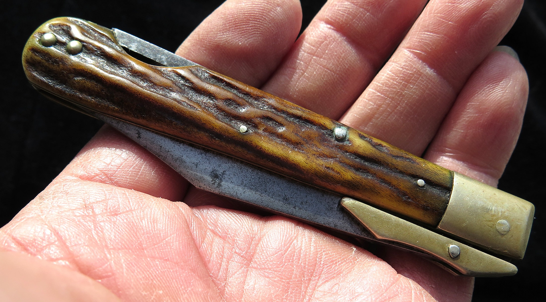 Vintage Kabar Stag Handle Swing Guard locking pocket knife 4.25 inch closed